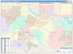 Longview-Marshall Metro Area Wall Map Color Cast Style 2025